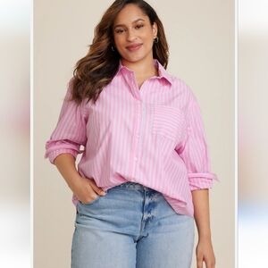 MAURICE'S PLUS 90S PREP RELAXED BUTTON UP SHIRT.